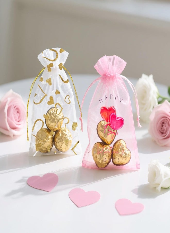joycraft 30Pcs Valentine's Day Organza Bags - 4x6In Heart Drawstring Party Favor Bags, Small Valentine's Day Gift Wrapping Pouches for Jewelry, Cookie, Candy, Chocolate - Image 5